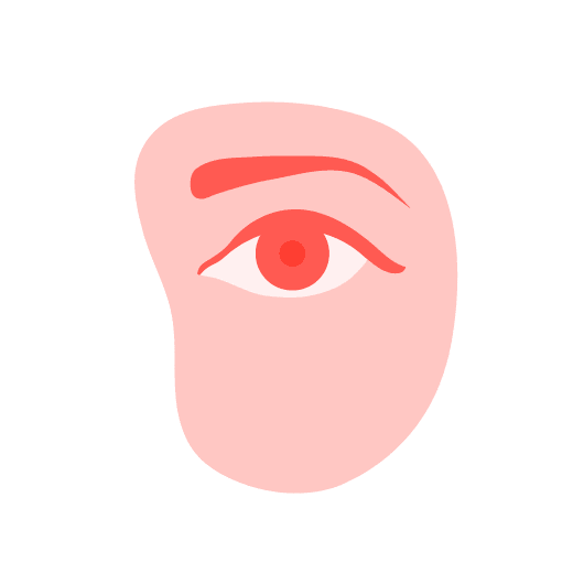 Animated illustration of an eye with stylised brightness indicators at the under eye