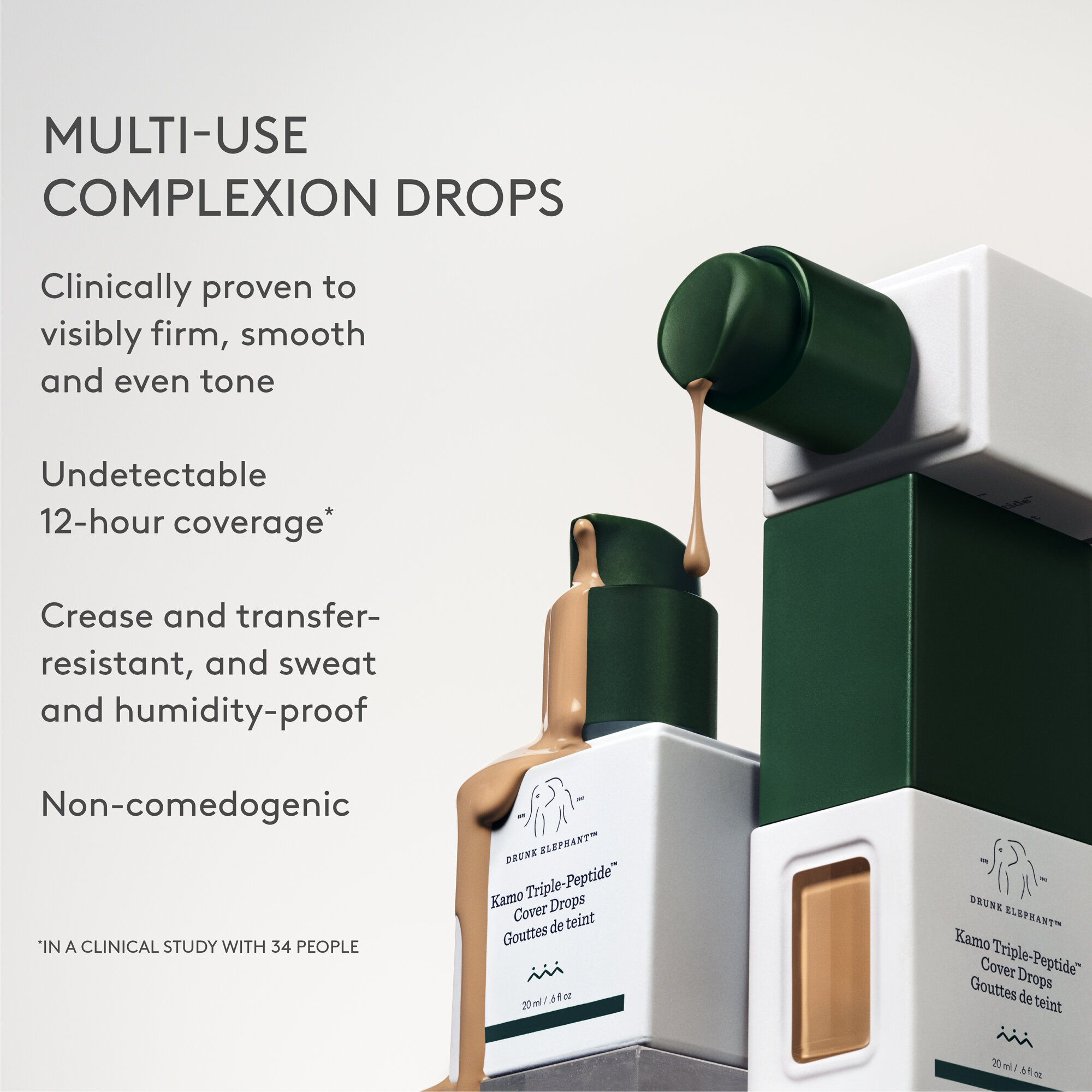 Kamo Triple-Peptide&trade; Cover Drops, Fair 2C