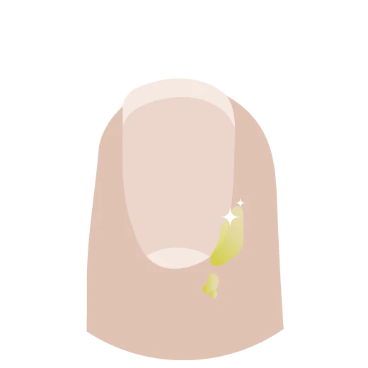 illustration the tip of a finger with marula oil applied to the cuticle