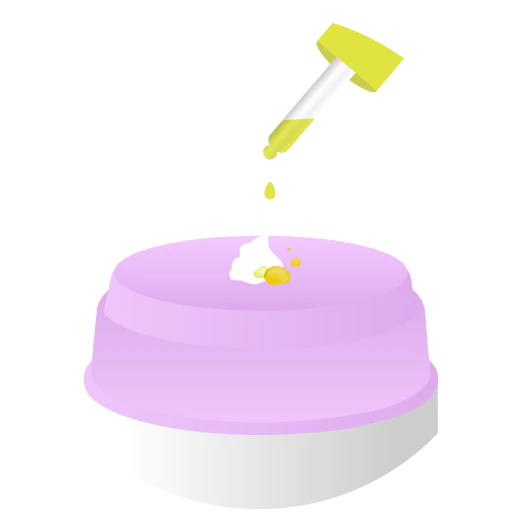 illustration of the pump top of Lala Moisturiser with a pump of Lala and drops of Marula Oil being dispensed from the dropper